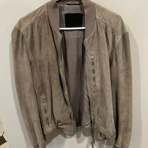 All Saints suede bomber jacket